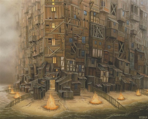 581x470 New Age Manhattan By Jacek Yerka On Artnet - New Age Painting