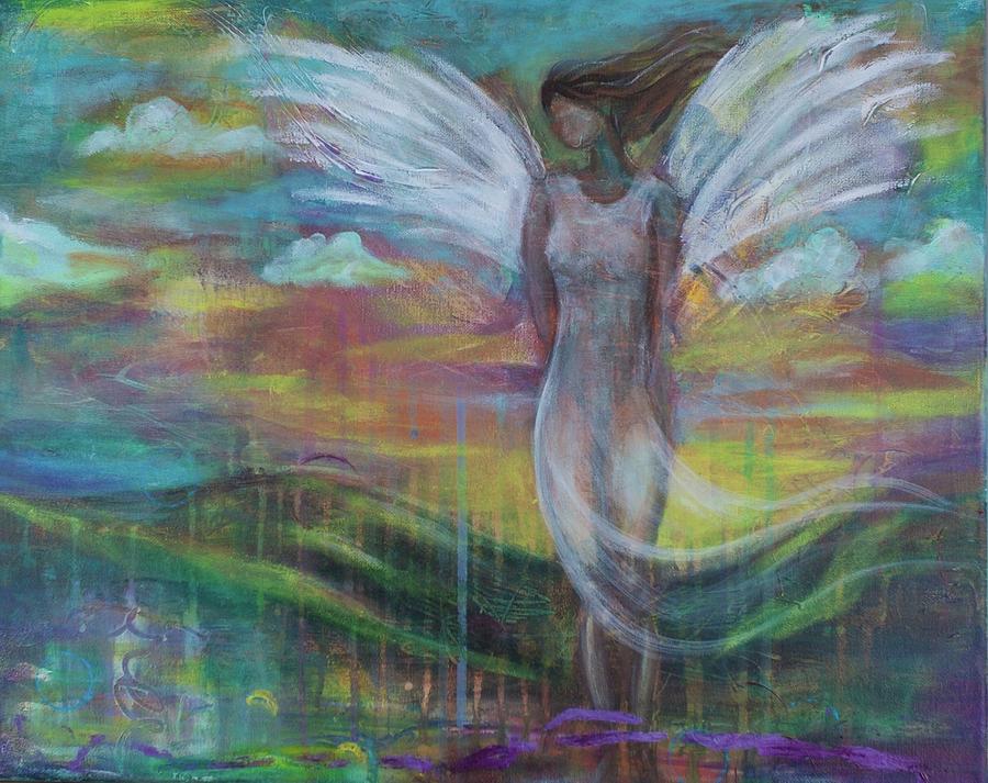 900x713 Angel Of A New Day Painting By Larissa West - New Day Painting