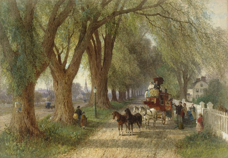 800x554 Coaching In New England Painting By Albert Fitch Bellows - New England Painting