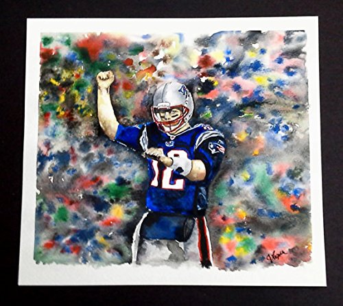 500x446 Original Painting Watercolor Painting Tom Brady New England - New England Patriots Painting