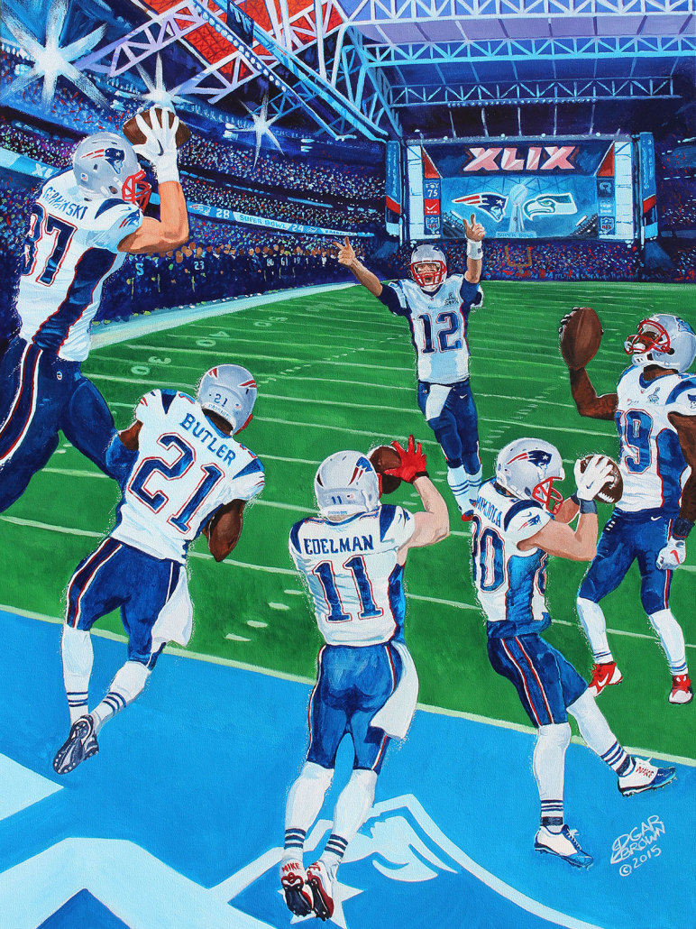 772x1030 Sports Art Paintings By Sports Artist Edgar J. Brown - New England Patriots Painting