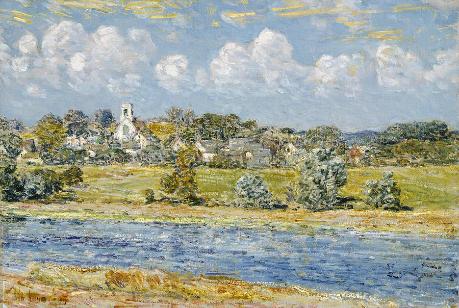 900x604 Landscape At Newfields, New Hampshire Painting By Childe Hassam - New Hampshire Painting