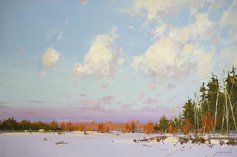 770x509 Saatchi Art Winter In New Hampshire, Oil Painting, Handmade - New Hampshire Painting
