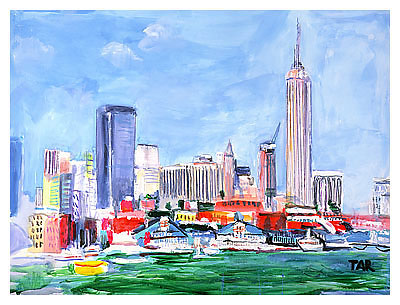 400x305 Sinatra Drive Hoboken Castle Point Park View New Jersey New York - New Jersey Painting