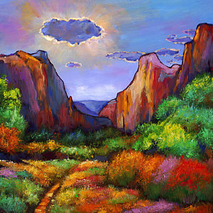 300x300 Zion Dreams Painting By Johnathan Harris - New Mexico Painting
