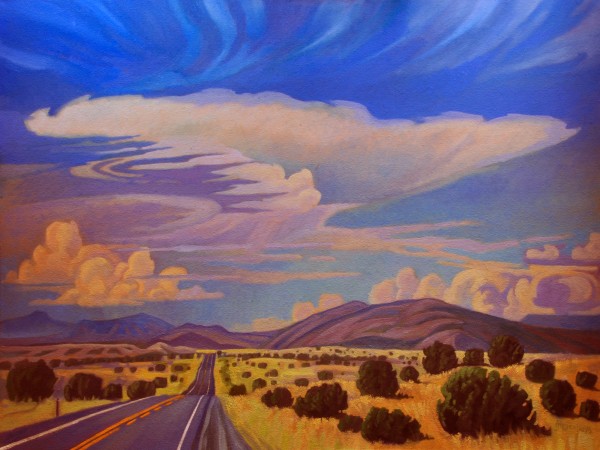 600x450 Art West Original Oil Painting New Mexico Cloud Patterns - New Mexico Painting