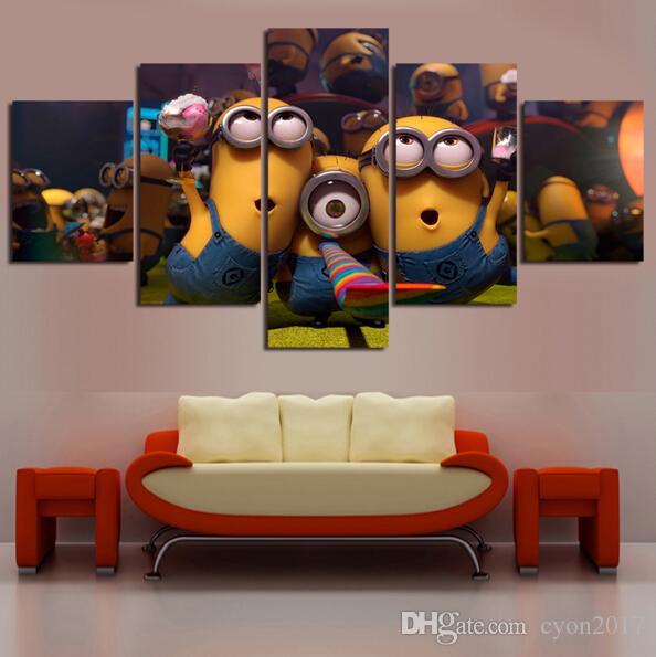 594x595 2018 Hot Sale New Oil Painting 5 Panel Modern Little People Print - New Oil Painting