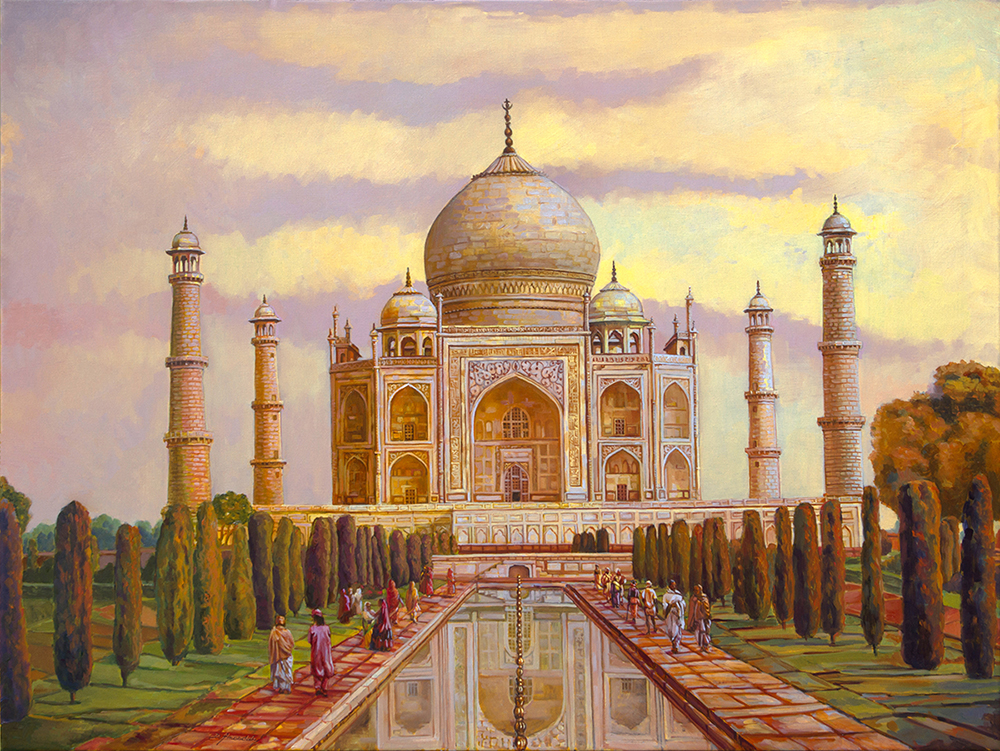 1000x751 Taj Mahal, New Oil Painting By Dominique Amendola Dominique - New Oil Painting