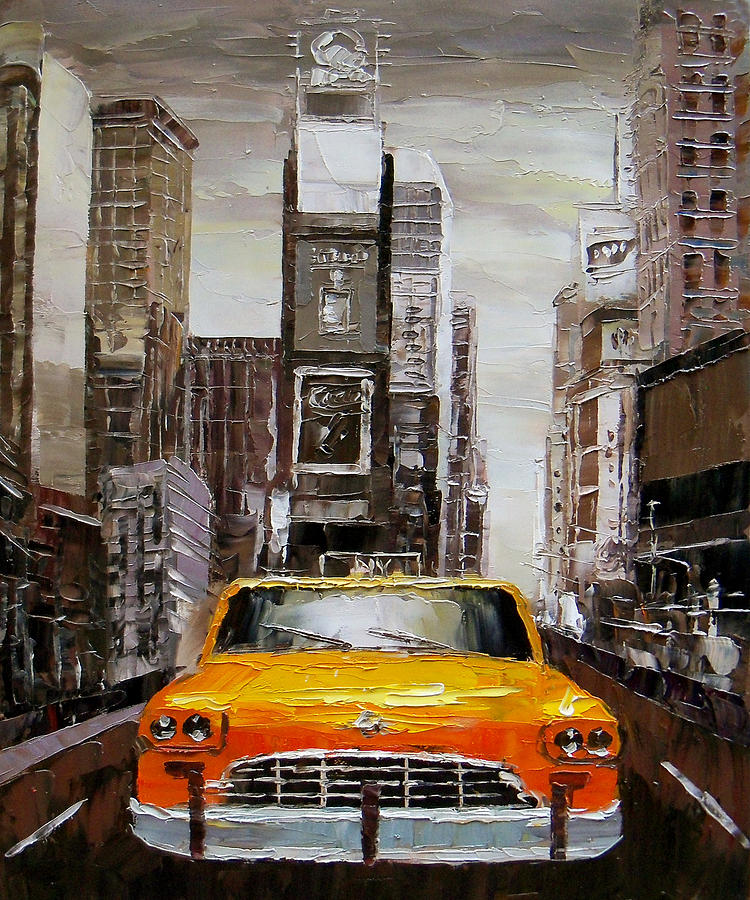 750x900 Palette Knife Oil Painting New York Time Square Painting By Enxu Zhou - New Oil Painting