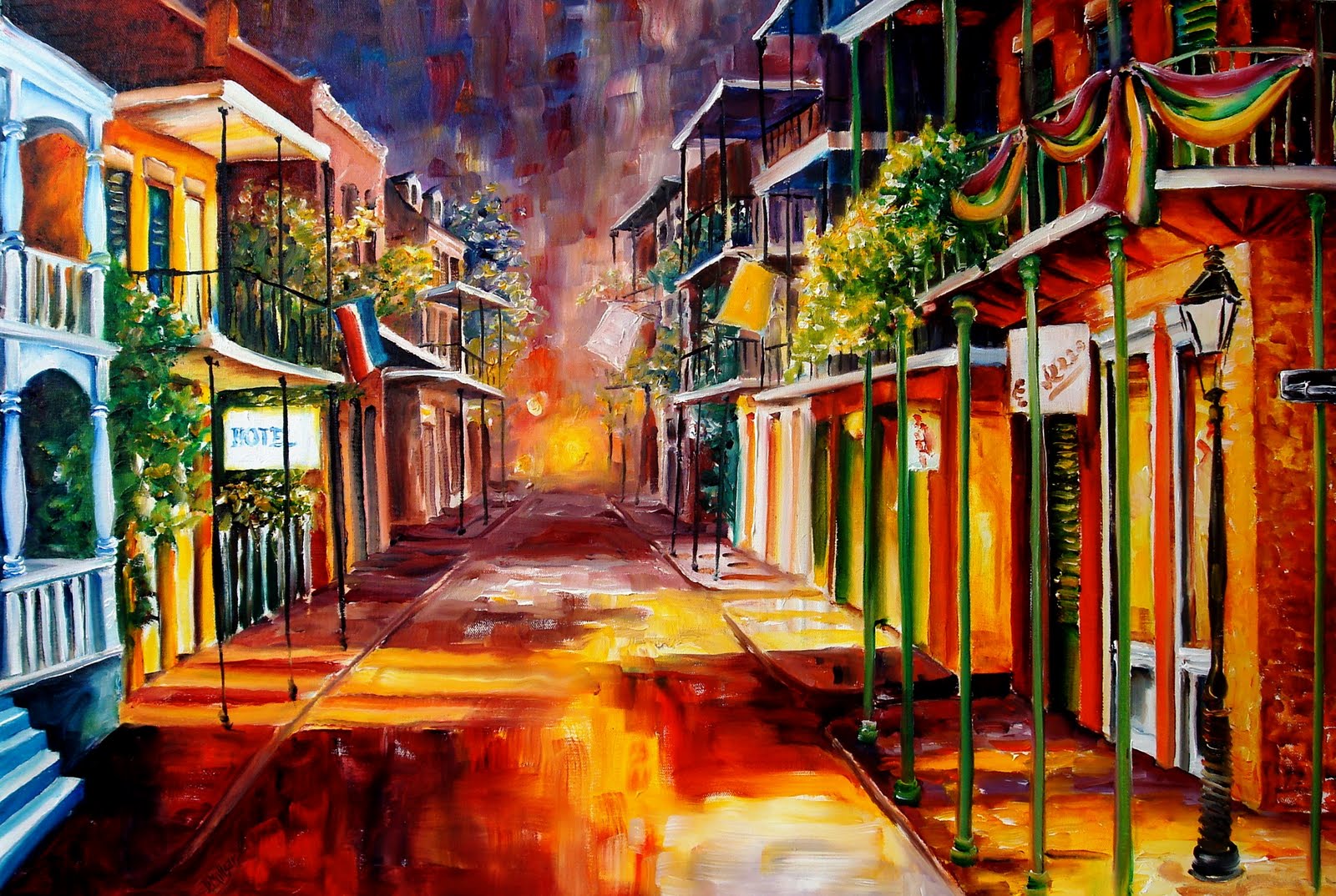 1600x1074 New Orleansrt By Diane Millsap Twilight In New Orleans, - New Orleans Bourbon Street Painting