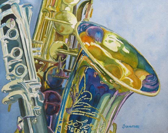 550x435 New Orleans Jazz Art In The Making By Jenny Armitage - New Orleans Jazz Painting