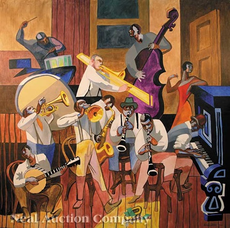 474x470 New Orleans Jazz Musicians And The Muse By Palmer Schoppe On Artnet - New Orleans Jazz Painting