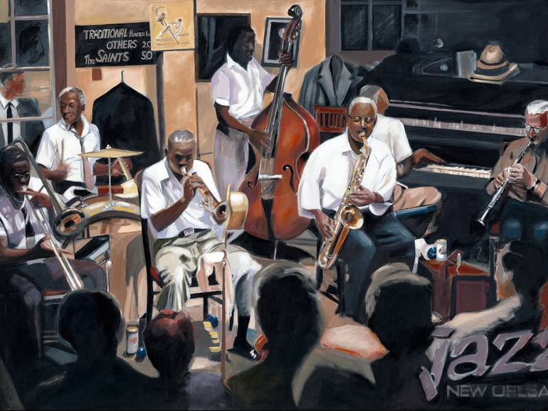 770x578 Saatchi Art New Orleans Jazz Band Painting By Brigitte Borkott - New Orleans Jazz Painting