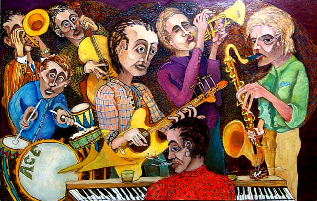 650x413 James Homer Brown Original Oil Paintings Loft Art - New Orleans Music Painting