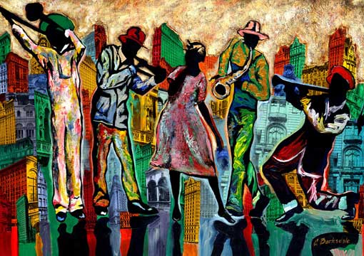 510x360 Jazz Reflections Ii - New Orleans Music Painting