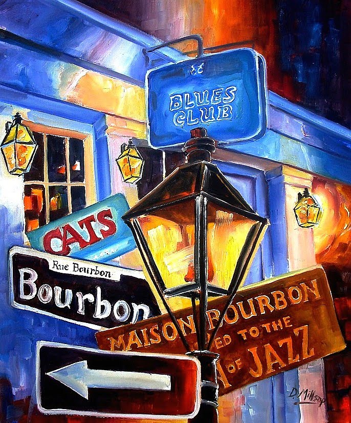 686x825 New Orleans Art By Diane Millsap Signs Of Bourbon Street - New Orleans Music Painting