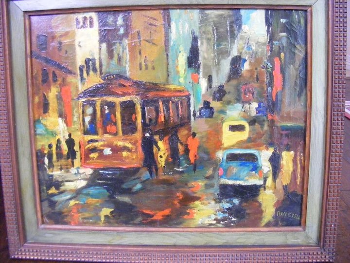720x540 New Orleans Street Scene 1950's Oil Painting By E. Roy Ezell E3 - New Orleans Oil Painting