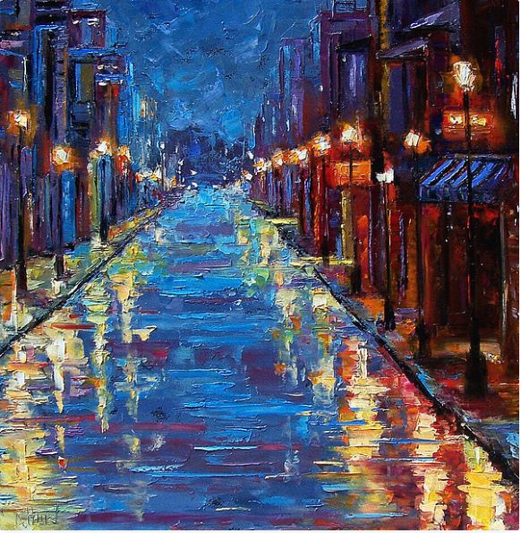582x595 New Orleans Oil Paintings For Sale, New Orlean Bourbon Street [New - New Orleans Oil Painting