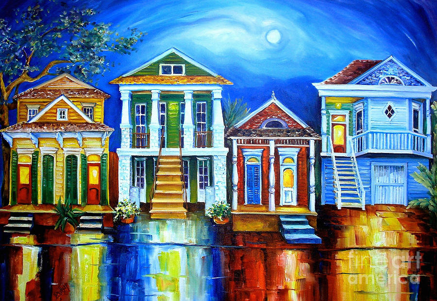 900x620 Moon Over New Orleans Painting By Diane Millsap - New Orleans Painting