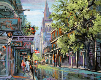 340x270 New Orleans Art St Louis Cathedral Impressionist View Rain - New Orleans Painting
