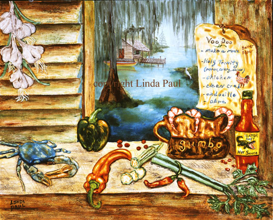 550x444 Louisiana Kitchen Southern Art Paintings - New Orleans Painting