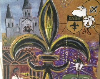 340x270 Newleans Saints Lsu Tigers House Divided Print - New Orleans Saints Painting