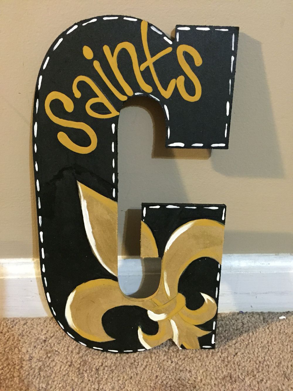 1000x1334 New Orleans Saints Painted Letter Door Hanger My Lil - New Orleans Saints Painting