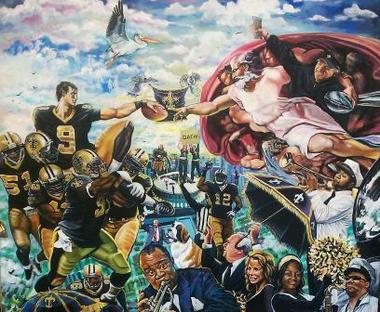 380x312 Artist Richard Thomas Puts The Football Saints In The Sistine - New Orleans Saints Painting
