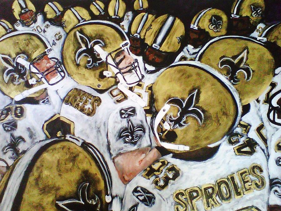 900x674 Drew Brees And The New Orleans Saints Painting By Robert Lafaye - New Orleans Saints Painting