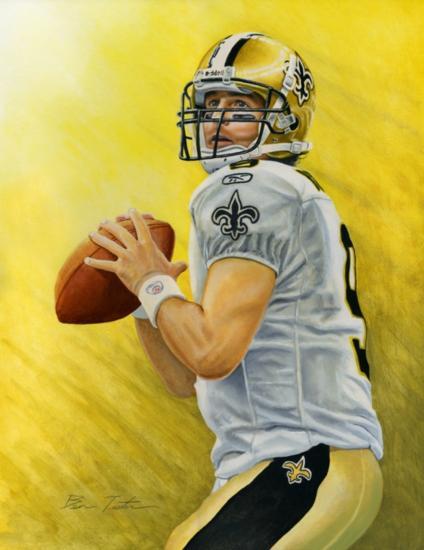 424x550 Drew Brees New Orleans Saints Original Oil Painting - New Orleans Saints Painting