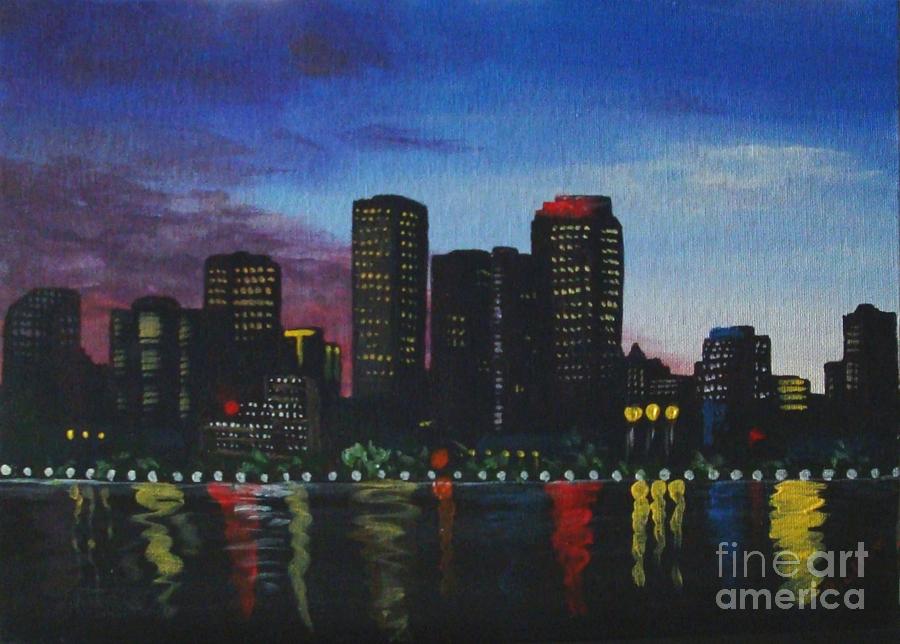 900x644 New Orleans Skyline Painting By Linda Burrow - New Orleans Skyline Painting