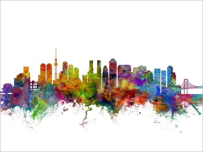700x525 Tokyo Japan Skyline Art Canvas Print - New Orleans Skyline Painting