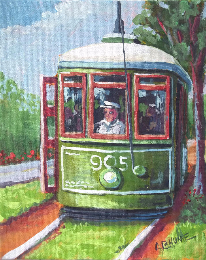 715x900 New Orleans Streetcar Garden District Painting By Cb Hume - New Orleans Streetcar Painting