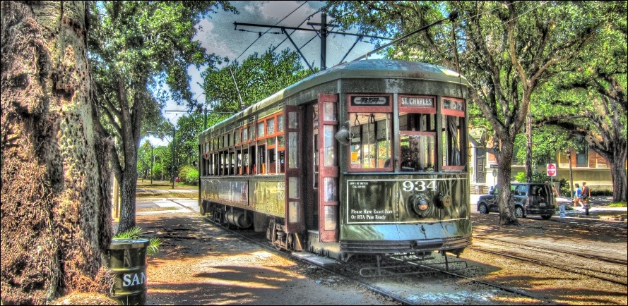889x434 New Orleans, Louisiana - New Orleans Streetcar Painting