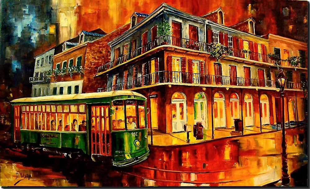 998x609 New Orleans Art By Diane Millsap New Orleans Streetcar By Night - New Orleans Streetcar Painting