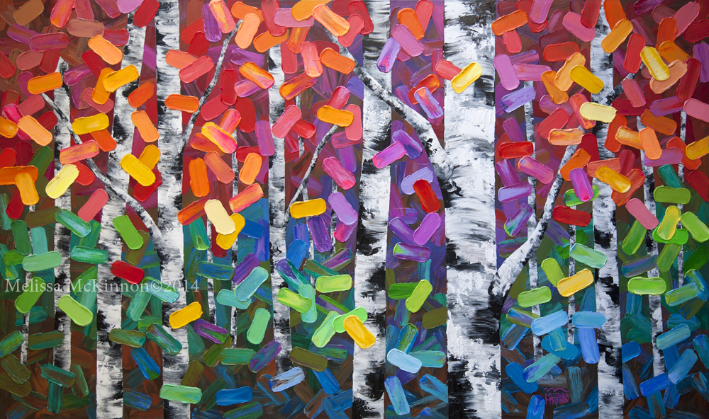 1000x592 New Painting! Colourful Acrylic Aspen Birch - New Painting