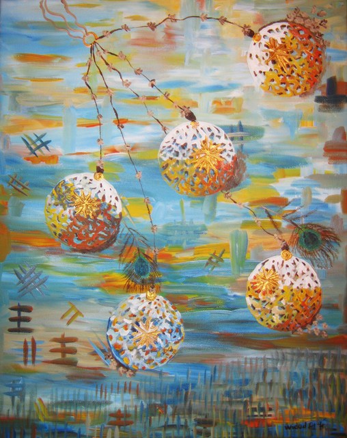 508x640 Tina Abrahamsen Artwork New Year 2 Original Painting Acrylic - New Year Painting