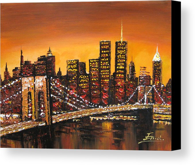 678x575 Original Modern Canvas Painting New York City Skyline Canvas Print - New York Canvas Painting