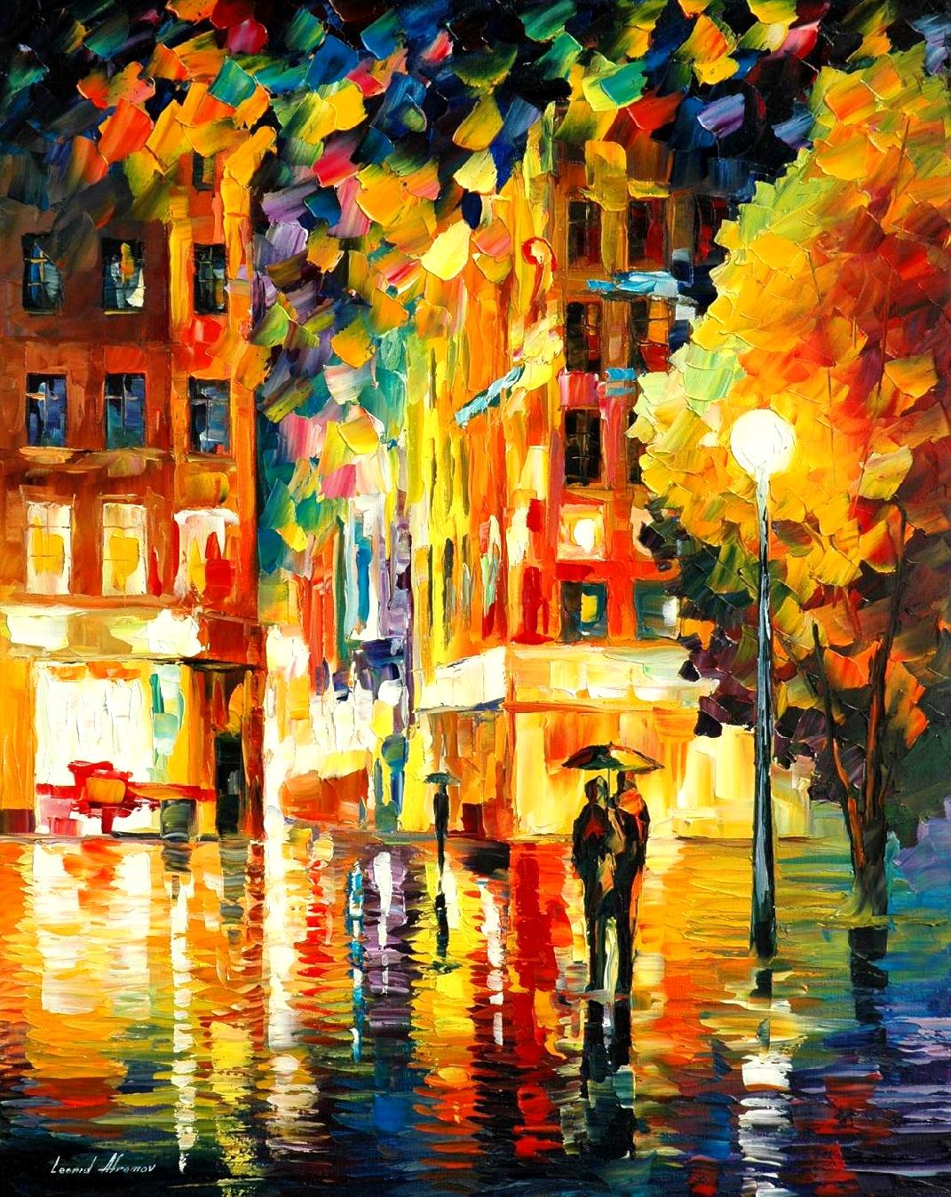 1071x1348 Night In New York Palette Knife Oil Painting On Canvas By Leonid - New York City Painting