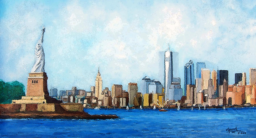 900x485 New York City Rebirth 2 Painting By Leonardo Ruggieri - New York City Painting