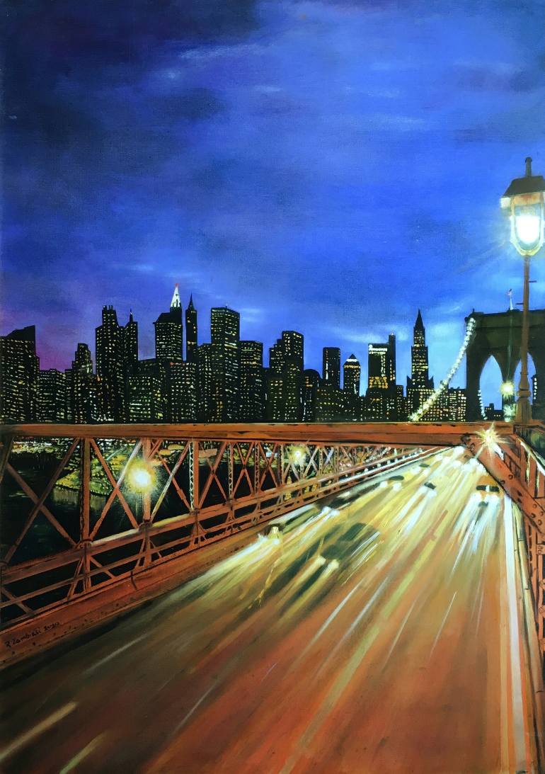 770x1093 Saatchi Art New York City Night Painting By Roberto Zambiasi - New York City Painting