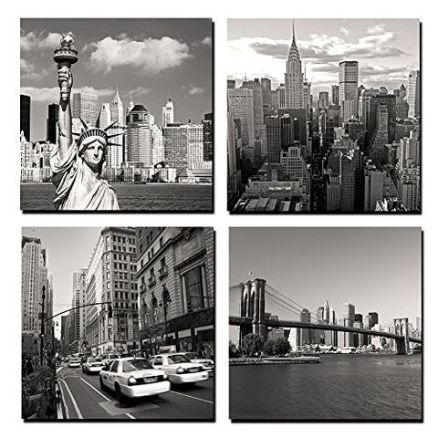 480x480 Canvas Print For Home Decoration 4 Panels New York City Landmark - New York City Painting On Canvas