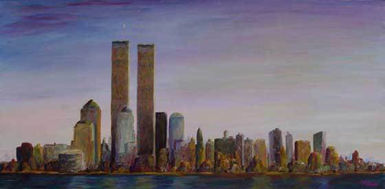 560x276 Manhattan Skyline New York City Wtc Oil Painting - New York City Painting On Canvas