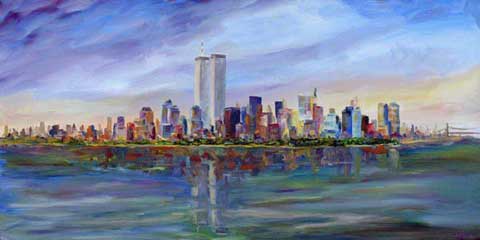 480x240 Nyc Skyline Painting - New York City Skyline Canvas Painting