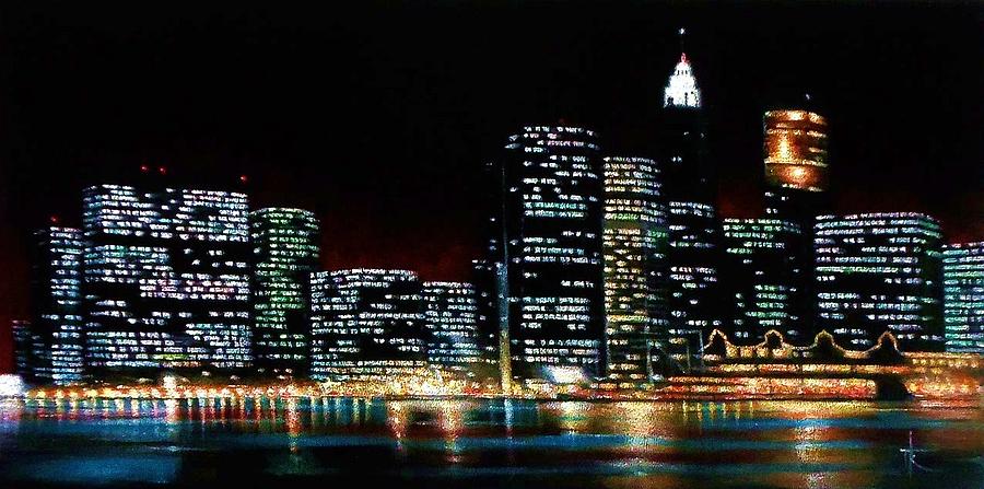 900x447 New York City Skyline 2 Painting By Thomas Kolendra - New York City Skyline Canvas Painting