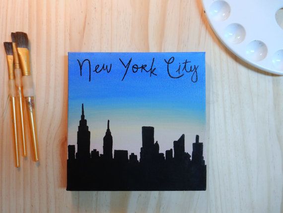 570x428 New York City Skyline Silhouette Handmade Canvas Art - New York City Skyline Canvas Painting