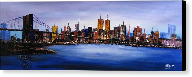628x253 Original Modern Canvas Painting New York City Skyline Canvas Print - New York City Skyline Canvas Painting