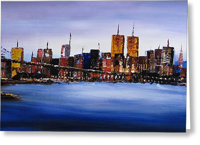 646x470 Original Modern Canvas Painting New York City Skyline Painting By - New York City Skyline Canvas Painting
