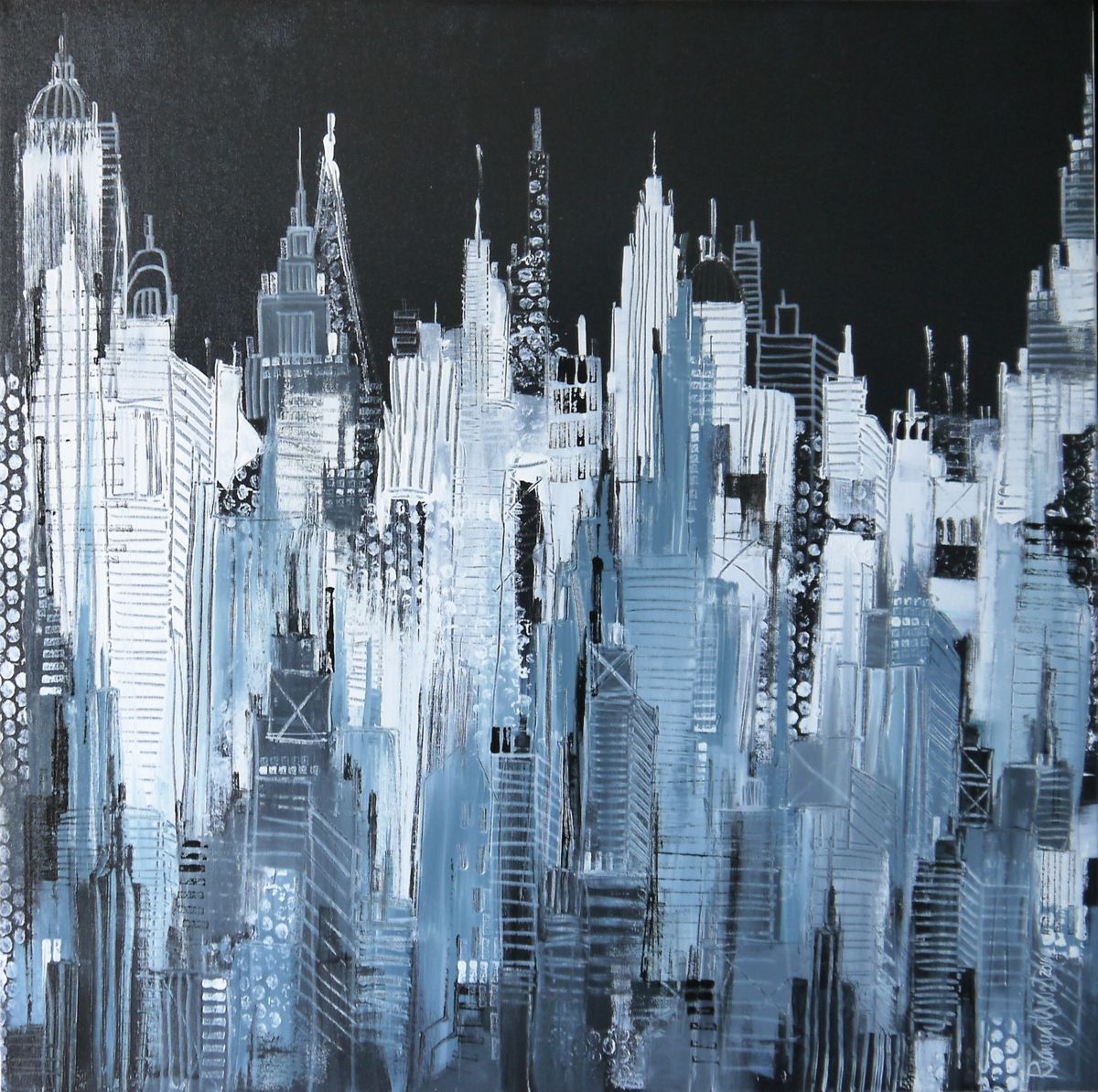 1200x1194 Midnight Skyline 2 (Irina Rumyantseva) - New York Cityscape Painting