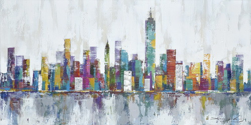 500x250 New York Skyline Painting New York Skyline Painting In Luminous - New York Cityscape Painting